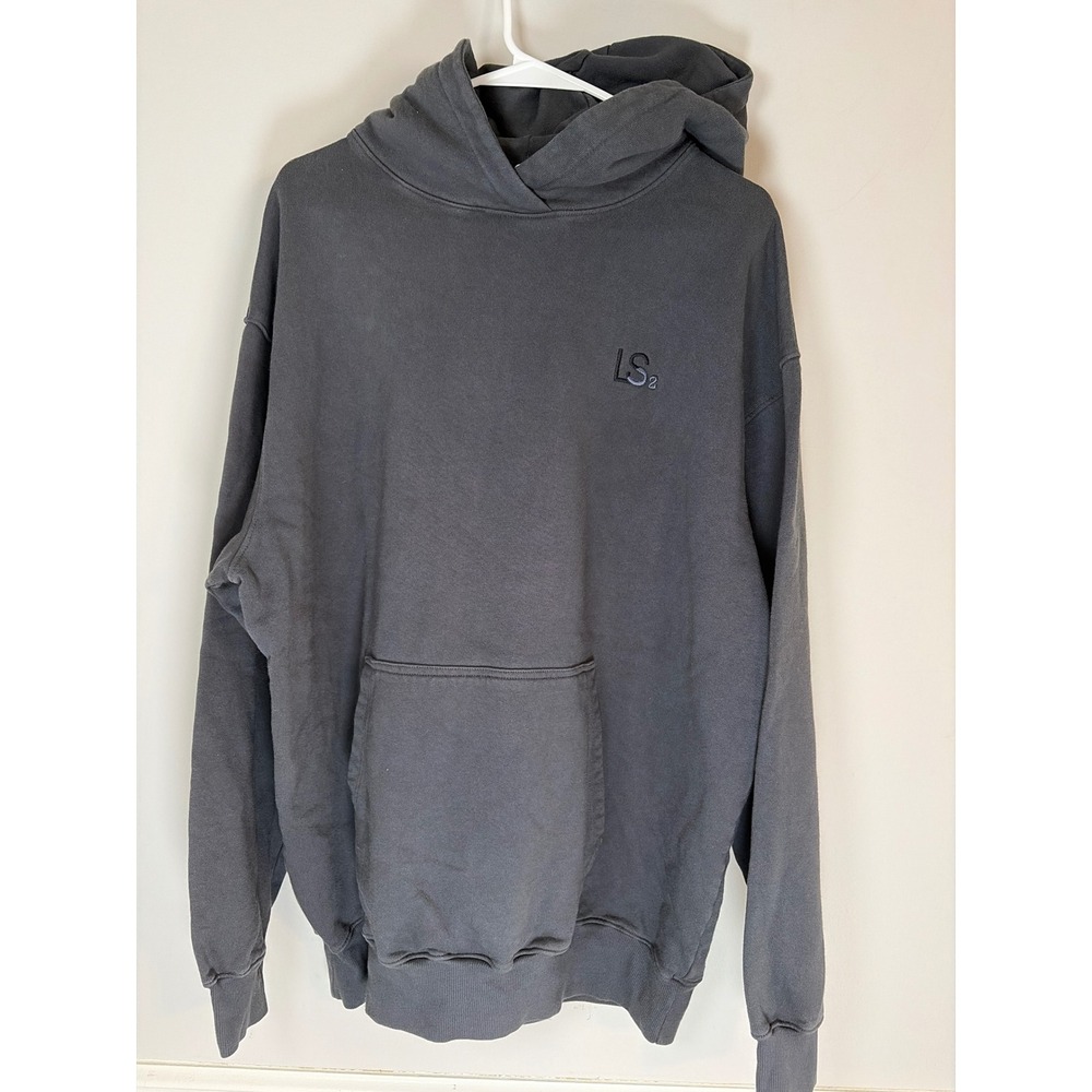 Dino Live Softly LS2 Hoodie Charcoal Grey Oversized Sweatshirt Mens Medium